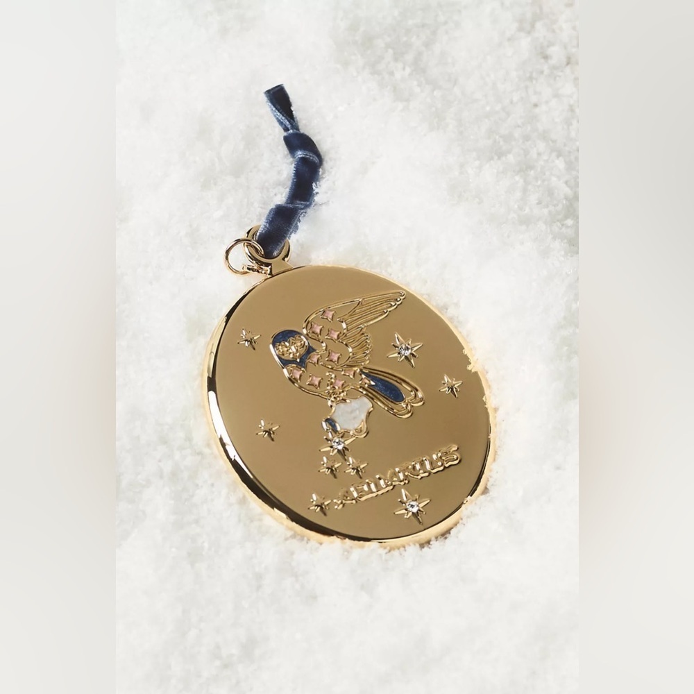 Anthropologie Lou Benesch Zodiac Ornament Gold Plated "Aquarius” NWT